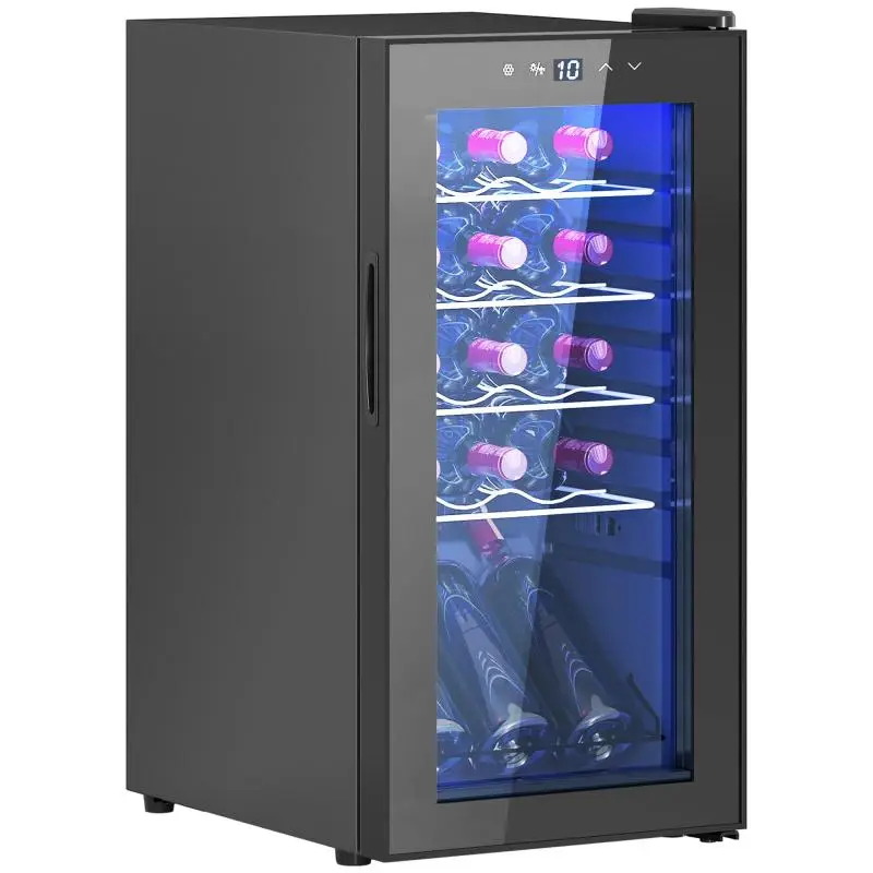 15-Bottle Wine Cooler, 44L Capacity, with Temperature Control and Adjustable Shelves, Black