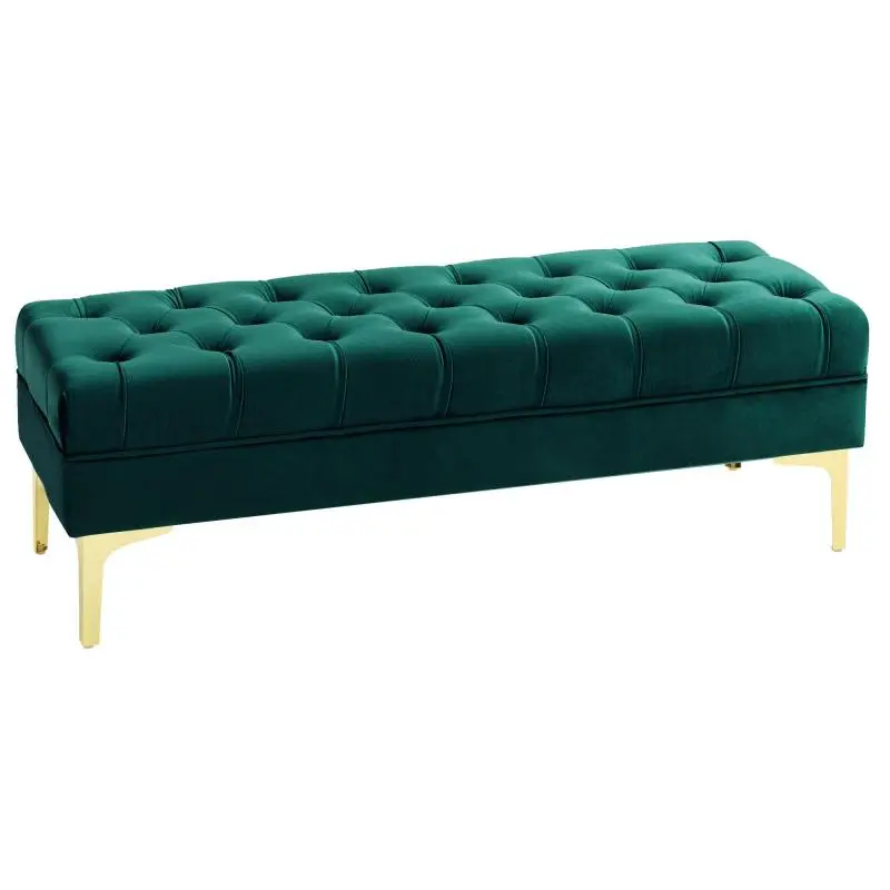 Padded Bed End Bench, Dark Green