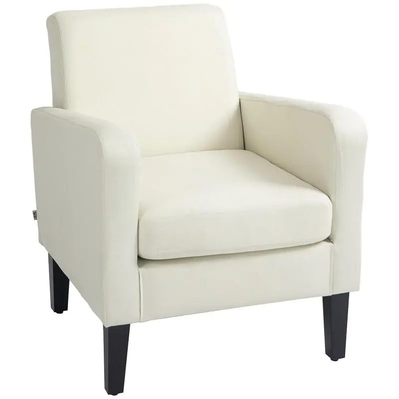 Fabric Armchair with Armrests, Cream