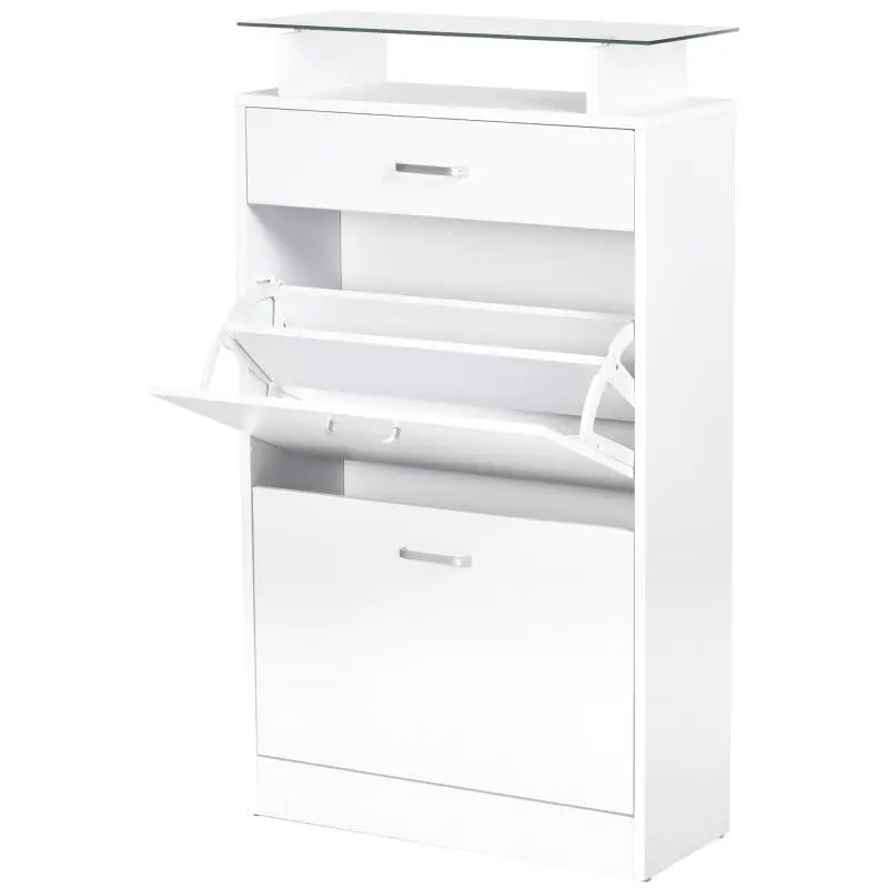 Wooden Shoe Cabinet with 2 Doors and Drawer