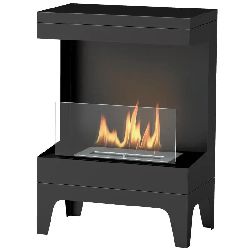 Freestanding Bioethanol Fireplace, 0.9 L, Black