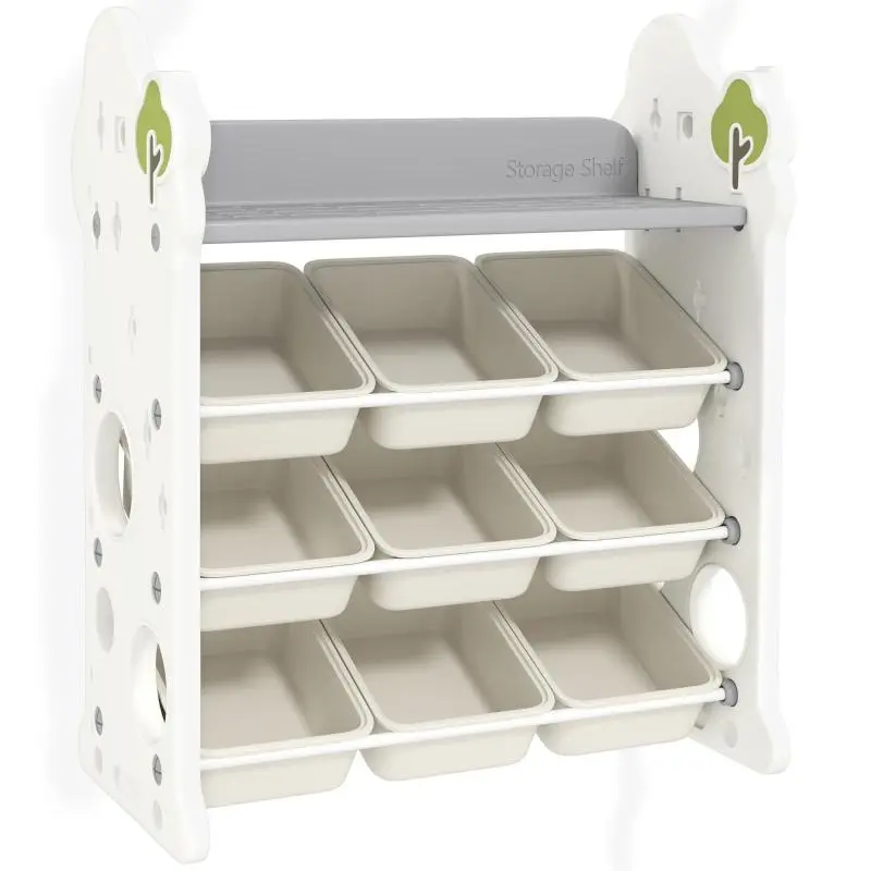 4-Tier Toy Storage Rack with 9 Bins