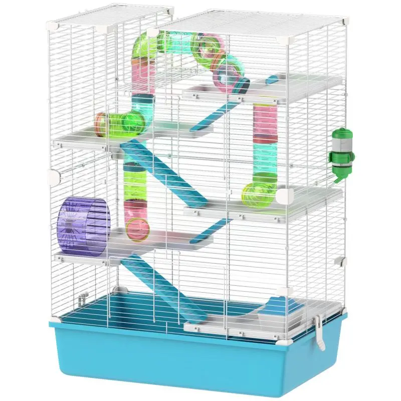6-Level Hamster Cage with Accessories, Light Blue