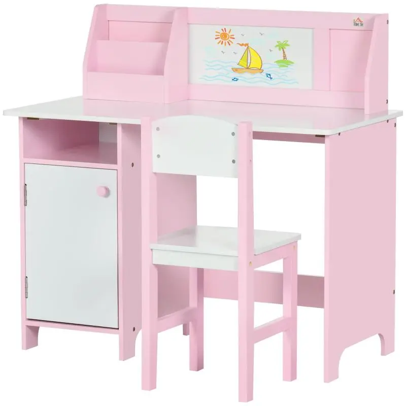 Children's Table and Chair Set with Chalkboard