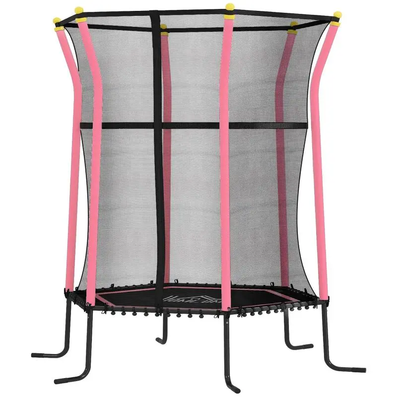 Kids Trampoline with Safety Net, Pink