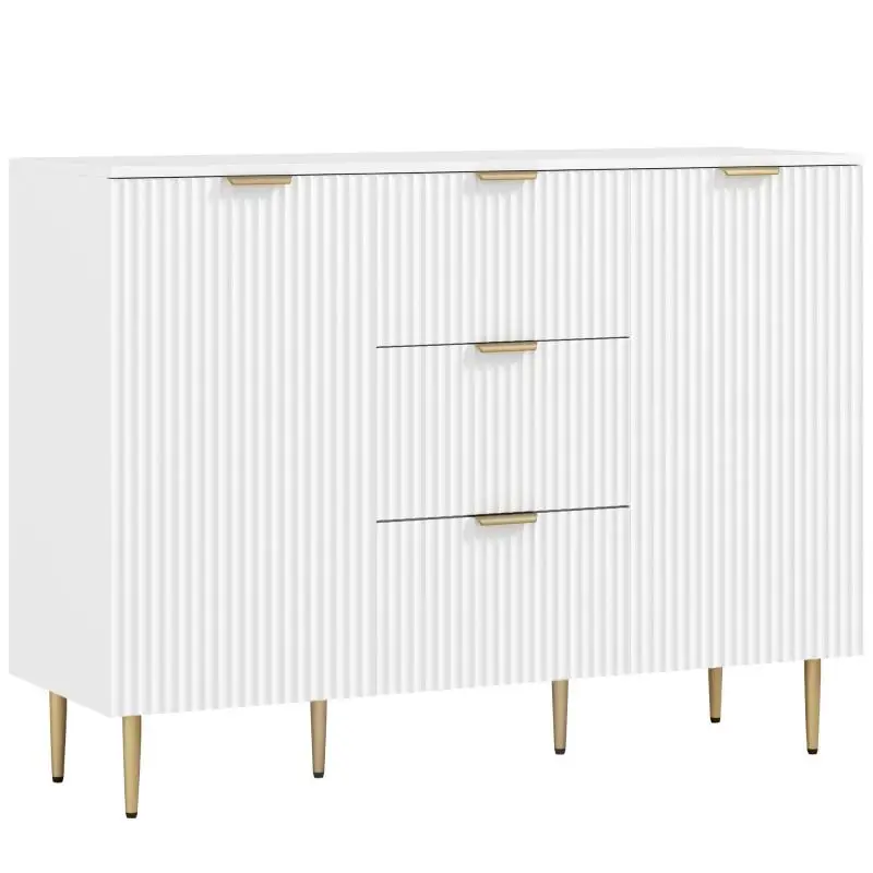 Sideboard with 3 Drawers and 2 Cabinets, White