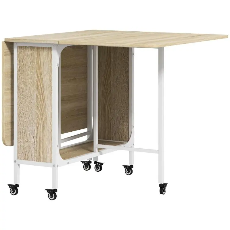 Foldable Dining Table with Shelf, 130 x 80 cm