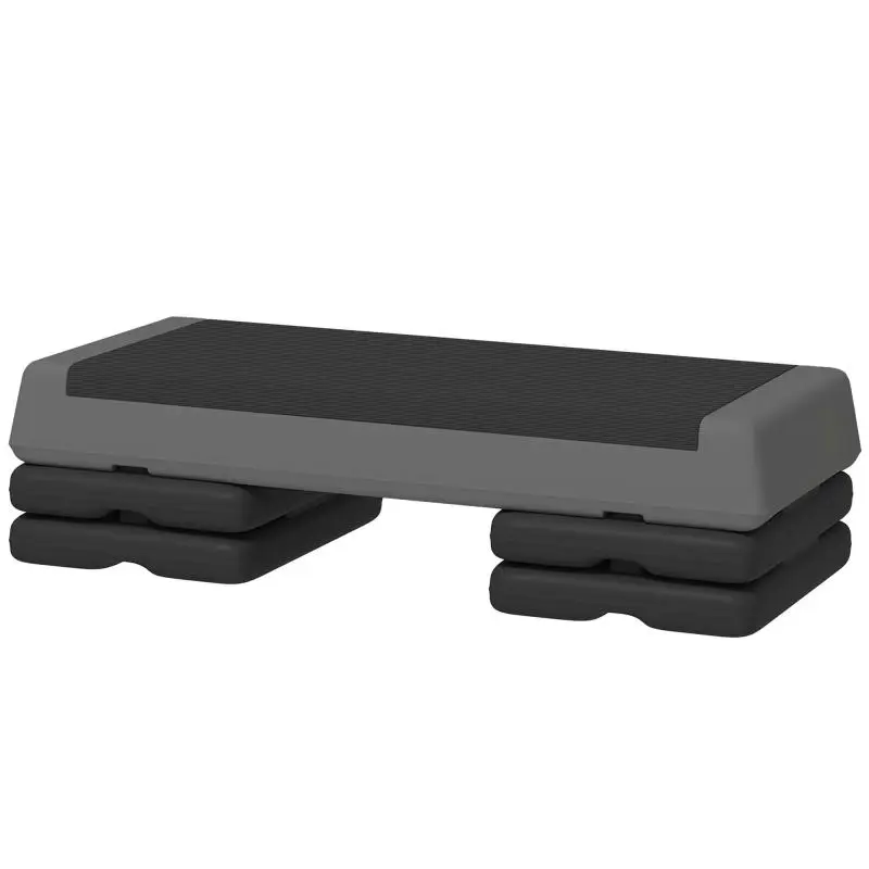 Adjustable Fitness Stepper at 10.5/15.5/20.5 cm with Non-Slip PE Surface, 77x36x20.5 cm, Grey