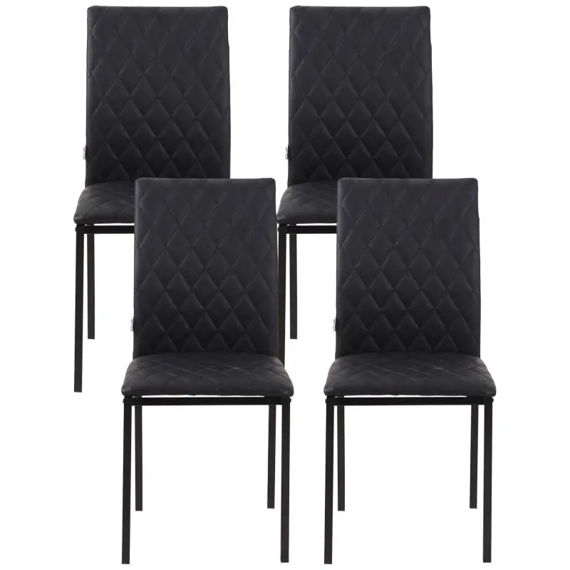 Set of 4 Faux Leather Dining Chairs, Black