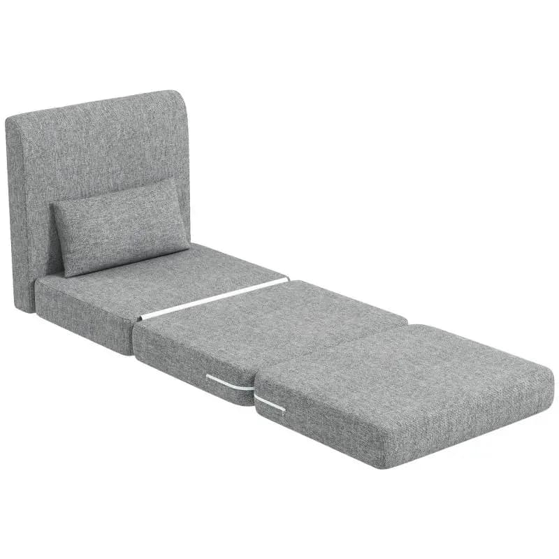 3-Section Folding Floor Chair Sleeper, Grey