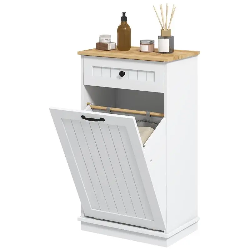 Bathroom Cabinet with Laundry Basket and Drawer