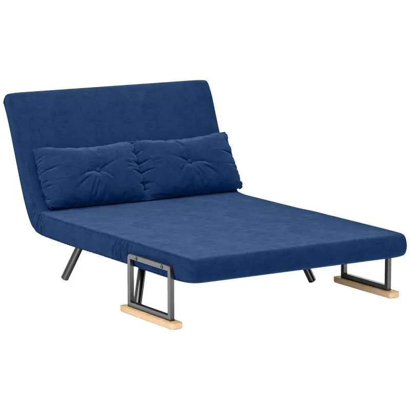 3-in-1 Sofa Bed with Adjustable Backrest and 2 Cushions, Blue