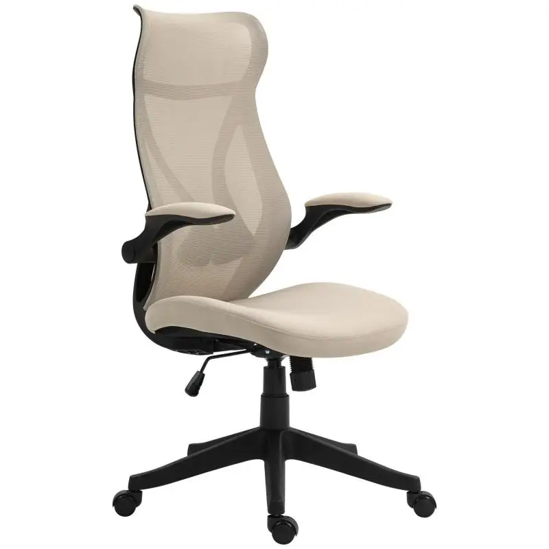 Office Chair with Flip-Up Armrests, Beige