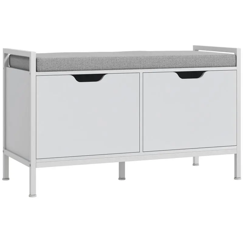 2-Compartment Shoe Storage Bench with Cushion