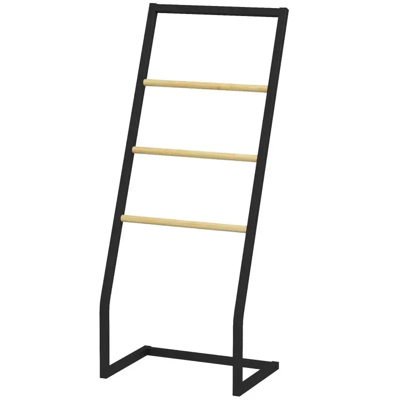 4-Bar Steel and Bamboo Towel Rack