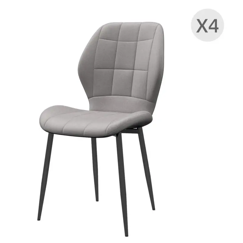 Set of 4 Modern Dining Chairs for Kitchen and Living Room with Flannel Upholstery, Grey