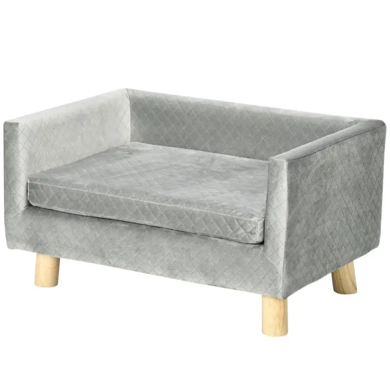 Scandinavian-Style Pet Sofa with Velvet Cushion
