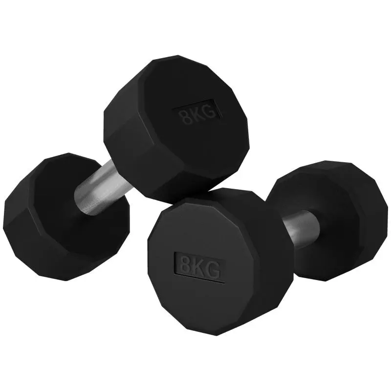 Set of 2 Dodecagonal Dumbbells, 2 x 8 kg