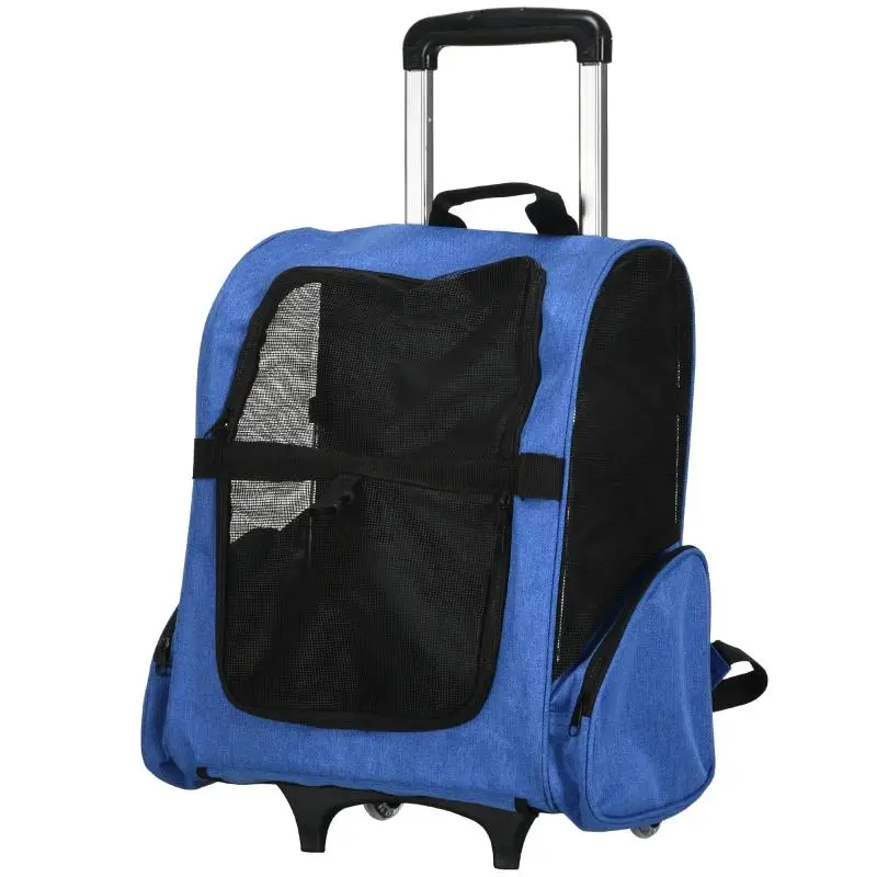 2-in-1 Pet Backpack Carrier with Telescopic Handle