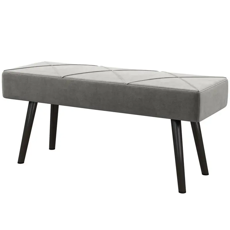 Upholstered Velvet Bench, 100 cm, Grey
