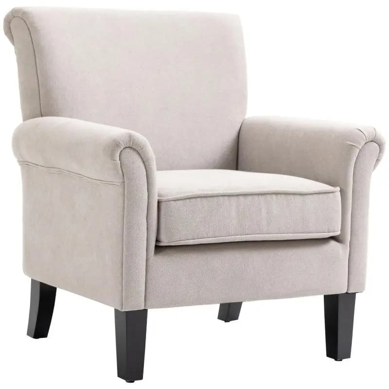 Nordic-Style Armchair with Armrests, Grey and Brown
