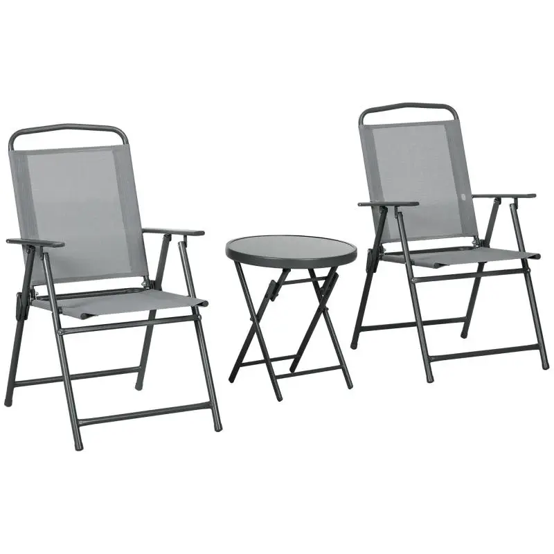 3-Piece Garden Set with Folding Chairs and Table