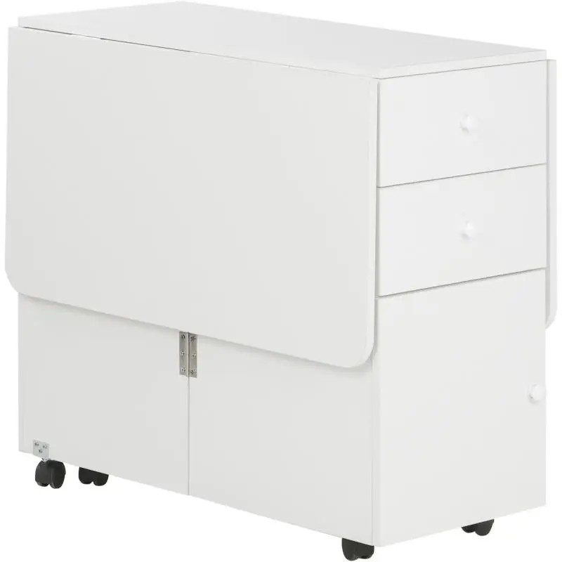 Drop-Leaf Kitchen Table with Drawers and Cabinet