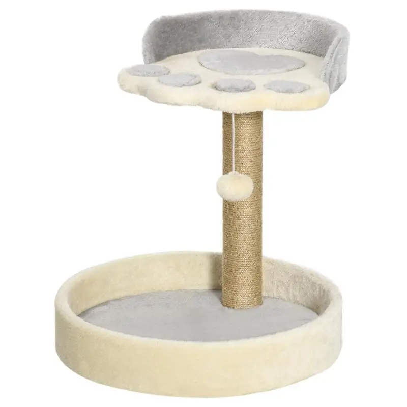 Cat Scratching Post with Beds, Grey and Beige