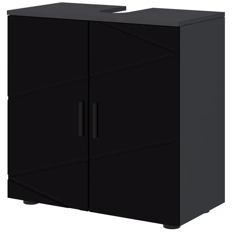Under-Sink Bathroom Cabinet with 2 Doors, Black