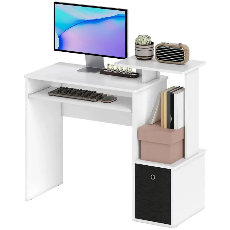 Modern Desk with Keyboard Shelf and Fabric Drawer, 100 x 40 x 86.6 cm
