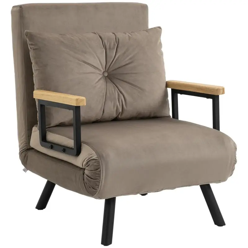 Convertible Chair Bed with Reclining Backrest, Grey