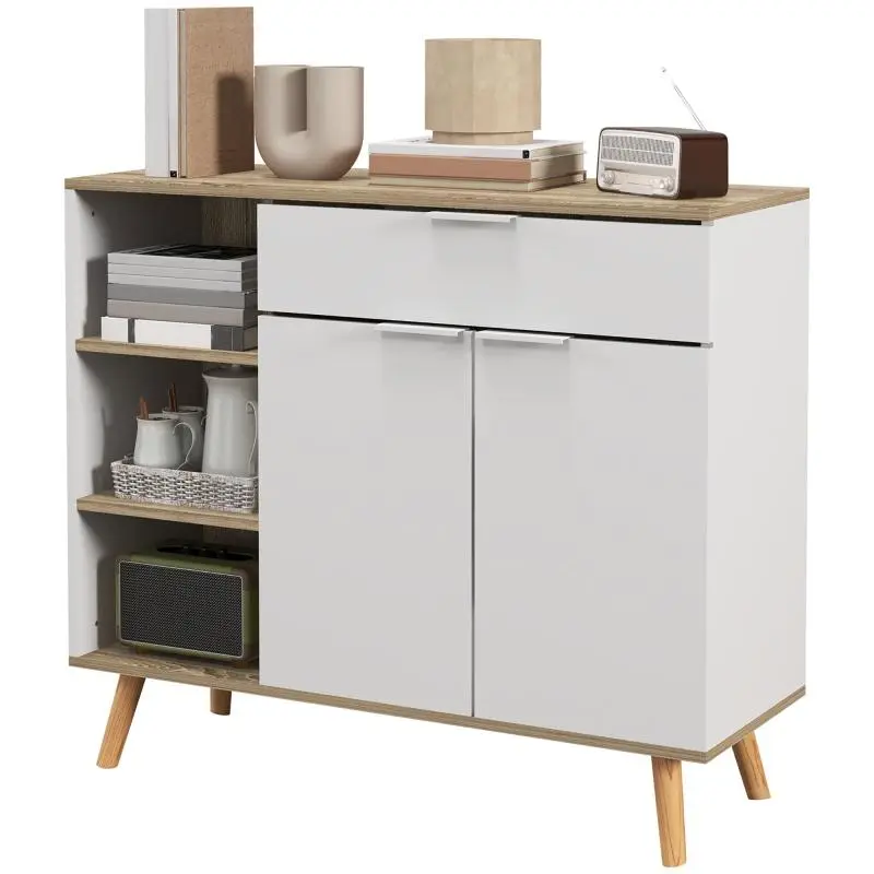 Multipurpose Storage Unit with Shelves, Cabinet and Drawer
