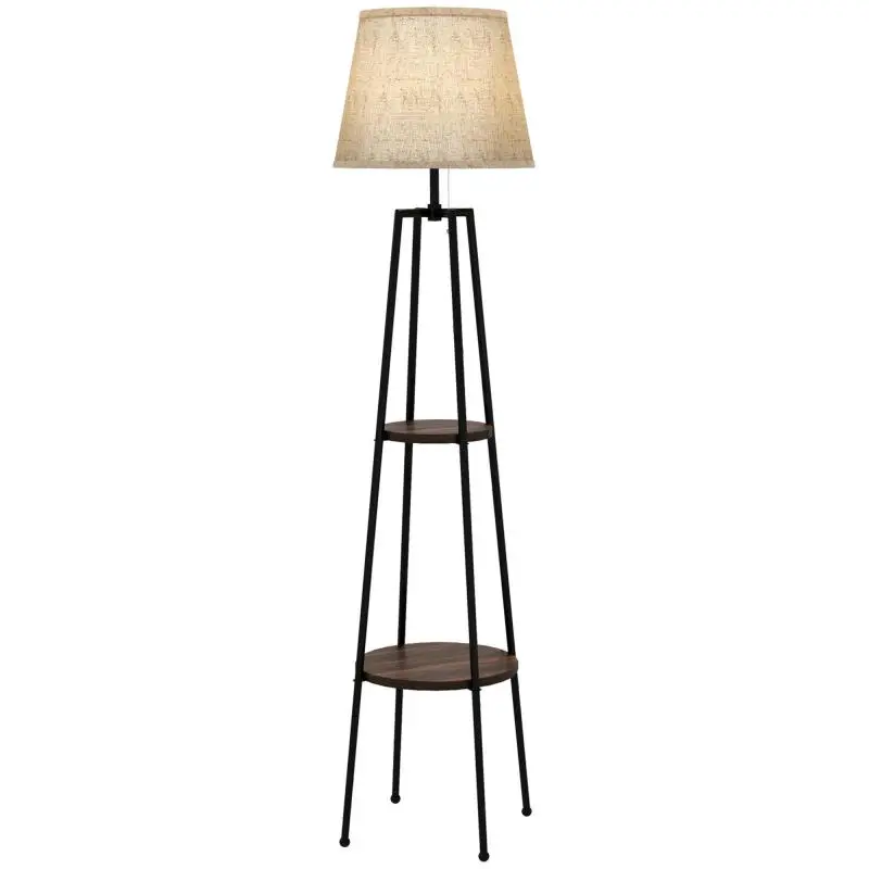 Floor Lamp with Two Shelves, 42 × 166 cm