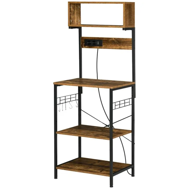 Kitchen Shelf Unit with Power Outlets, 60 x 42 x 153 cm