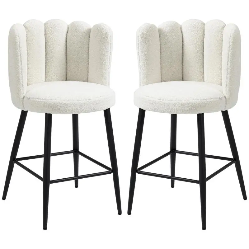 Set of 2 Kitchen Stools with Footrest