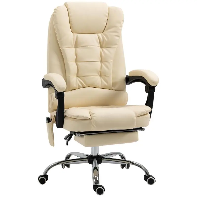 Height-Adjustable Massage Office Chair, Cream