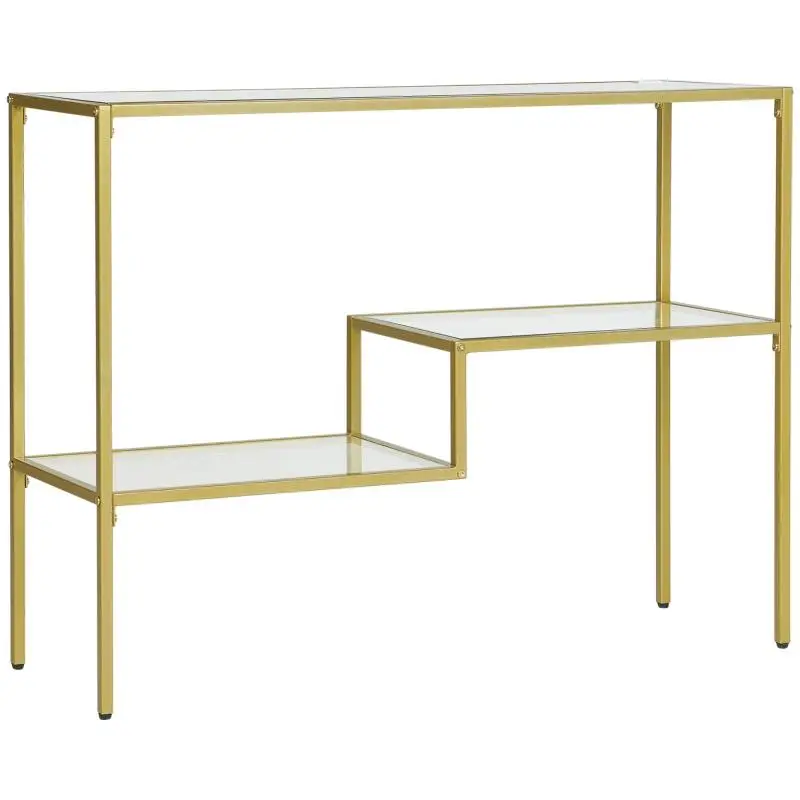 3-Tier Steel and Glass Console Table, 100 cm