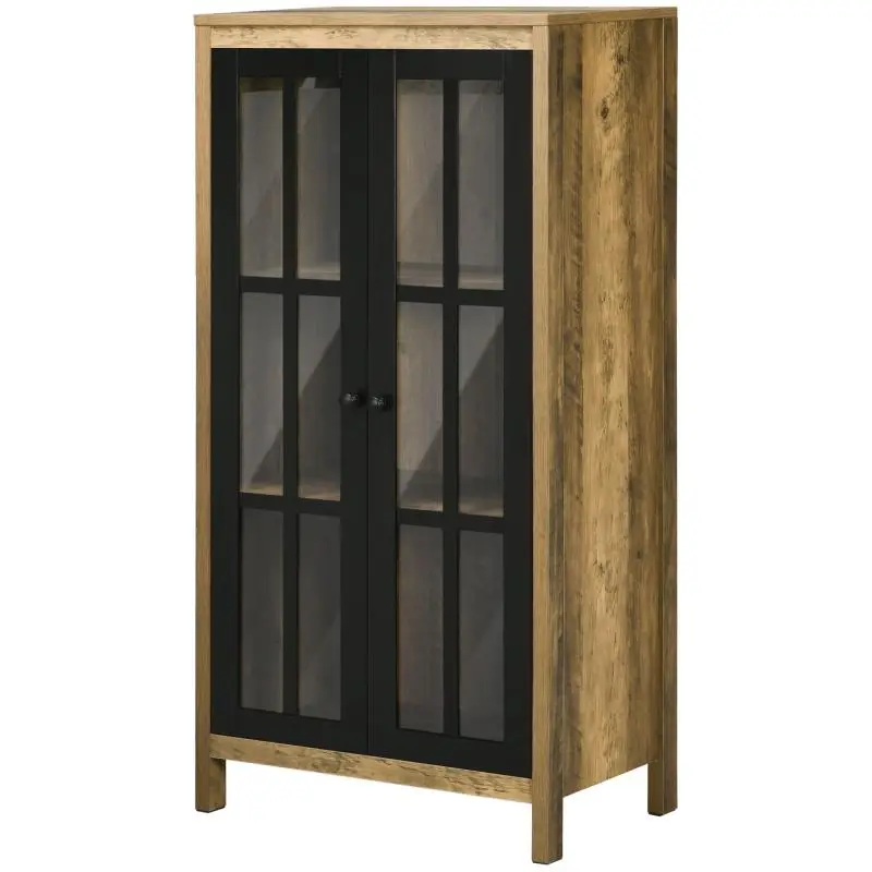 2-Door Glass Sideboard, Brown, 120 cm