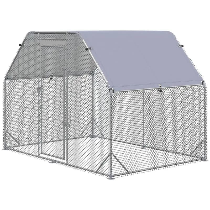 Steel Chicken Run with Cover Tarp, 280 x 190 x 195 cm