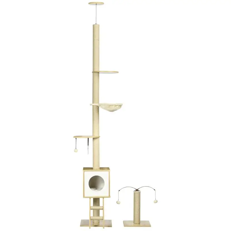 Adjustable Cat Tree with Scratching Post, 225–285 cm