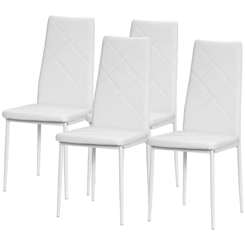 Set of 4 High-Back Dining Chairs, Grey