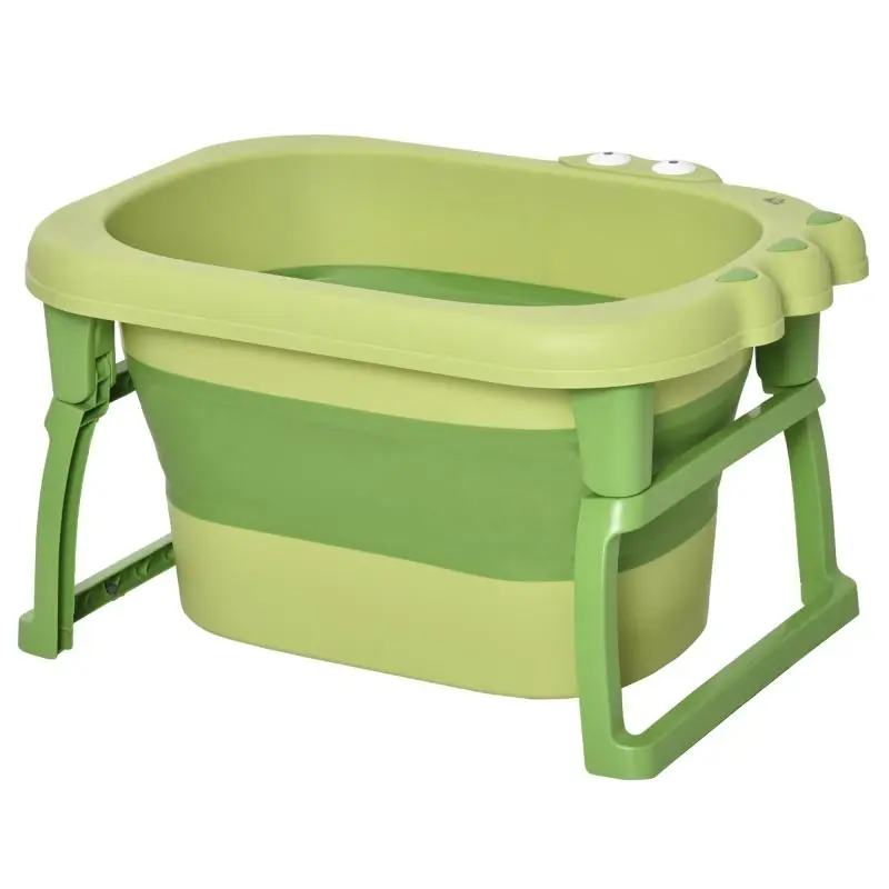 Green Foldable Baby Bath Tub (0-6 Years) in Non-Slip Plastic, 75.3x55.4x43cm