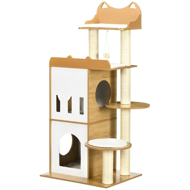 MDF Cat Tree with 2 Houses and Scratching Posts