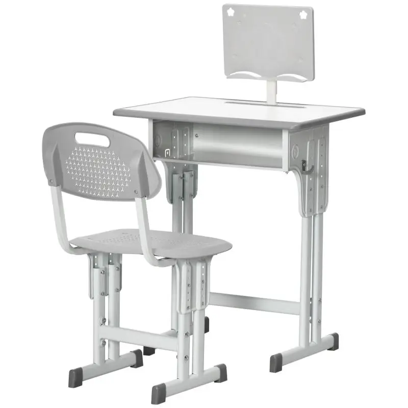 Height-Adjustable School Desk and Chair Set with Light