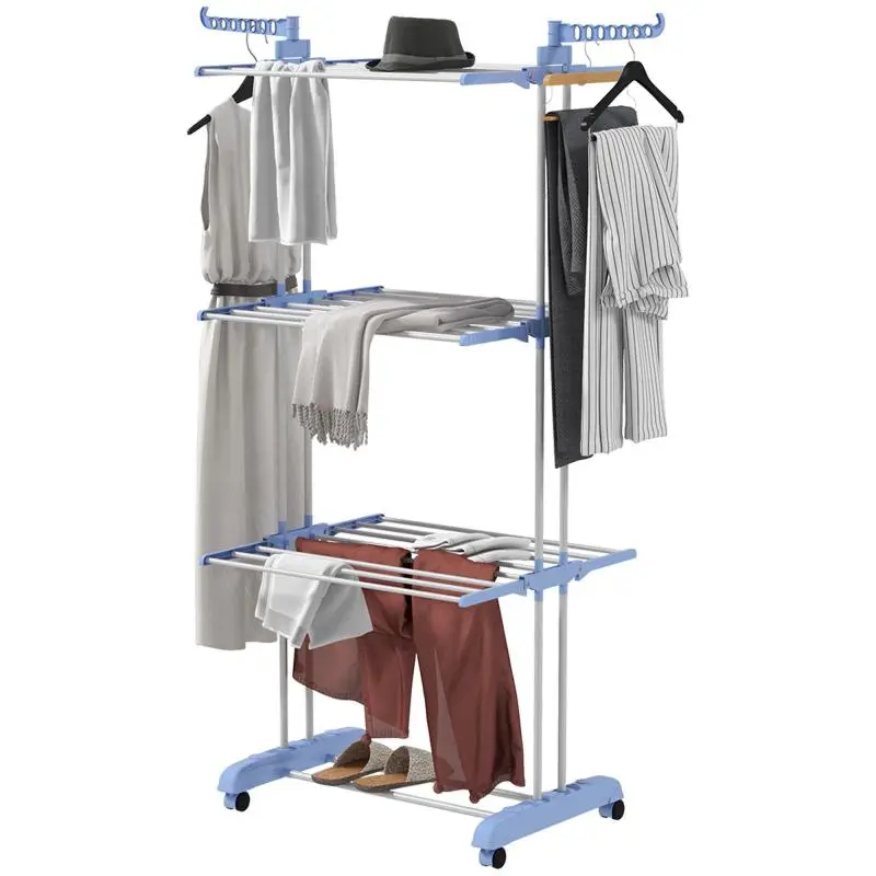 4-Tier Foldable Clothes Airer with Wheels