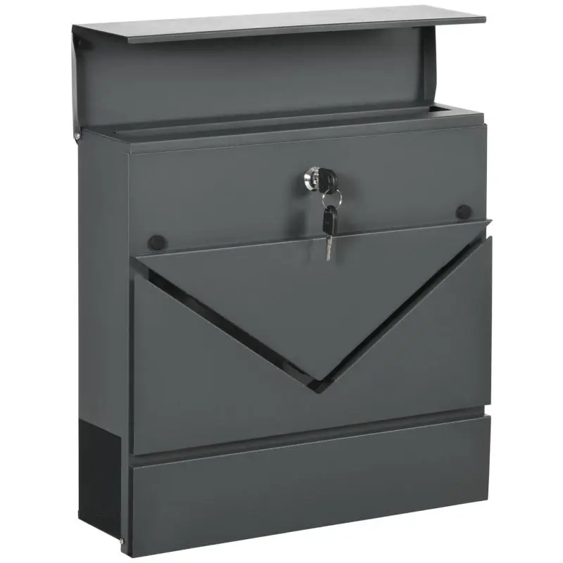 Galvanised Steel Mailbox with Newspaper Holder