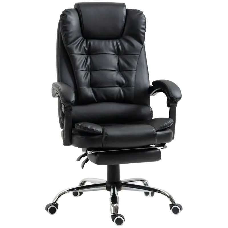 Height-Adjustable Office Chair with Reclining Backrest and Footrest
