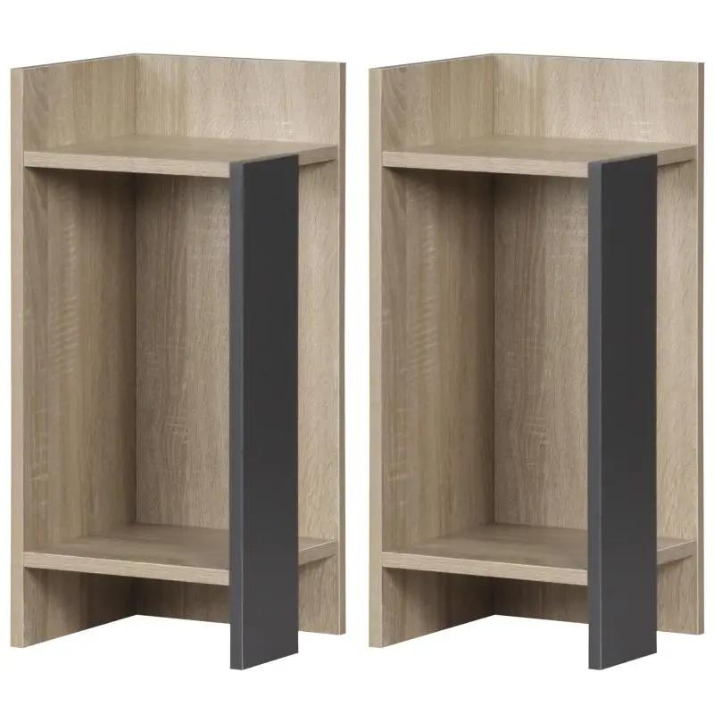 Set of 2 Bedside Tables with Open Shelf, 60 cm