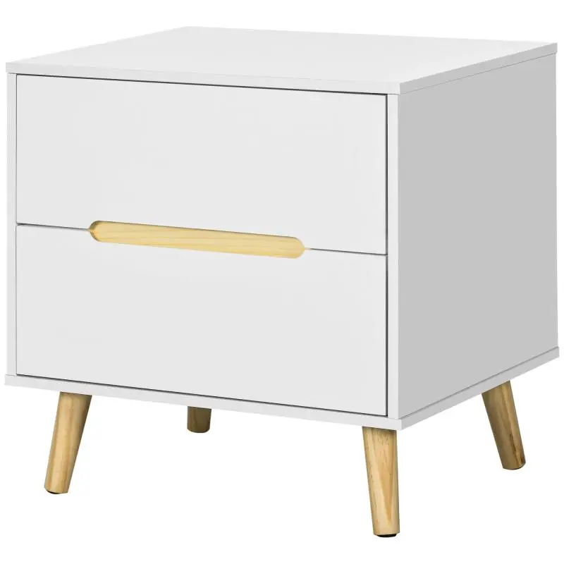 2-Drawer Nightstand, 50 × 40 × 50.5 cm, White