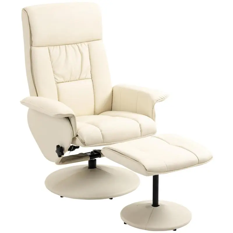 Reclining Armchair with Ottoman, Cream